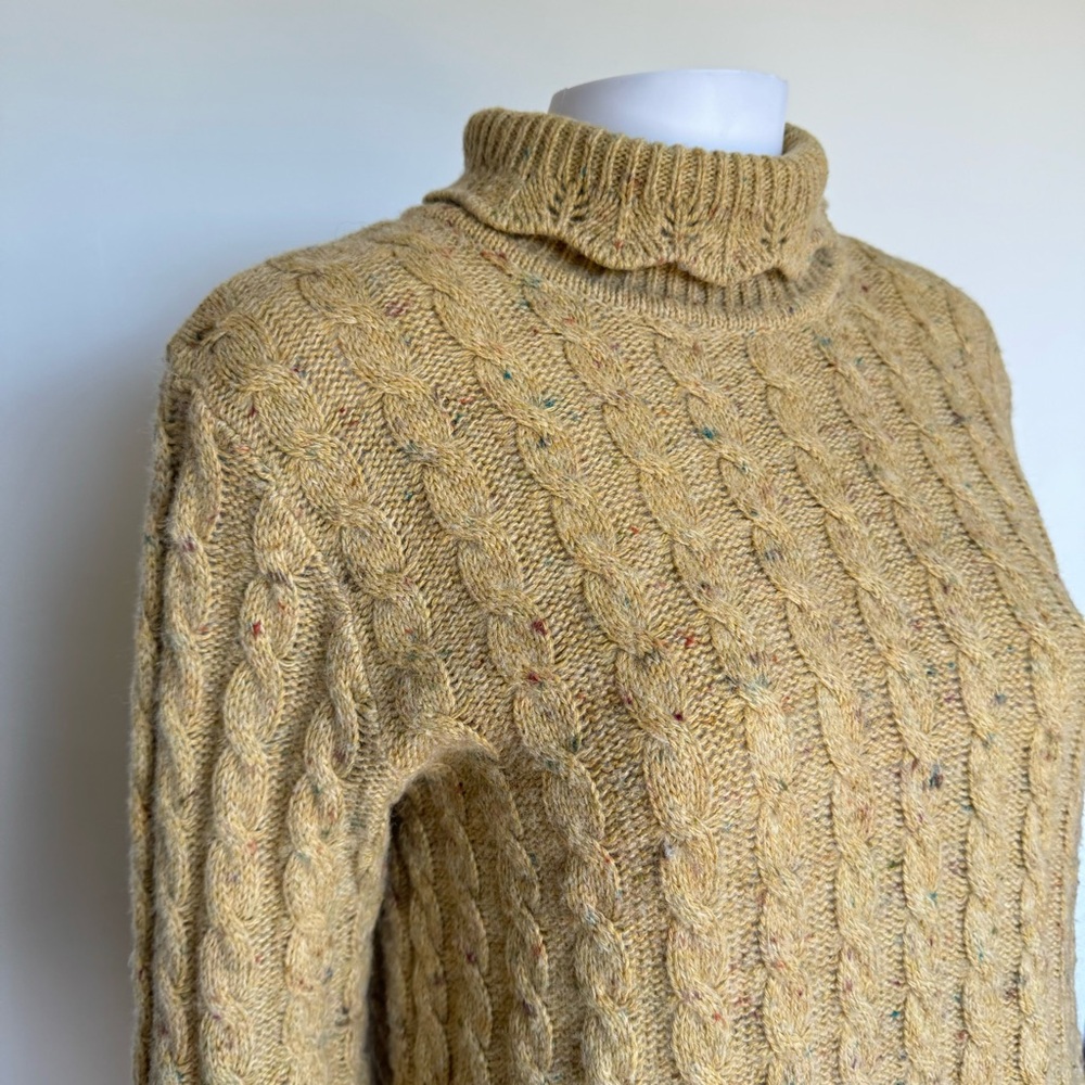 Vintage Alain Manoukian Italy Merino Wool Sweater Turtleneck Lace Cable Knit - Picture 5 of 17